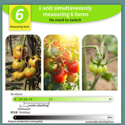 6- In-1 Soil Tester Soil / CE / Humidité / Fertilité / Lumière / Température du sol Ph Mètre