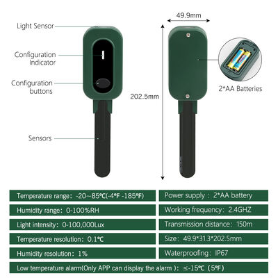 ZigBee 3 en 1 capteur de sol intelligent pour la température et l'humidité détecteur de lumière avec contrôle Tuya APP