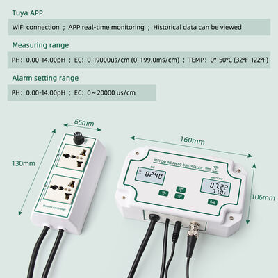 Tuya Wifi contrôleur de surveillance EC en ligne ph-mètre avec fonction d'enregistrement de données testeur de surveillance hydroponique de la qualité de l'eau
