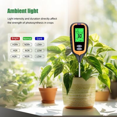 PH-mètre de sol 6 en 1, outil de test multifonctionnel du PH du sol de jardin, de la fertilité, de l'humidité, de la lumière, de l'air et de la température