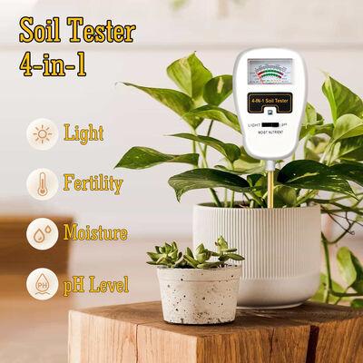 Testeur de sol 4 en 1, testeur de fertilité et d'humidité du sol, conception à Angle de Rotation de 90 degrés, aucune batterie requise, ph-mètre du sol