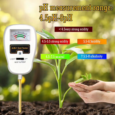 Testeur de sol 4 en 1, testeur de fertilité et d'humidité du sol, conception à Angle de Rotation de 90 degrés, aucune batterie requise, ph-mètre du sol
