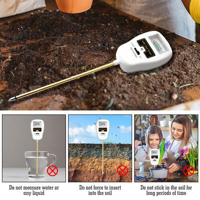 Testeur de sol 4 en 1, testeur de fertilité et d'humidité du sol, conception à Angle de Rotation de 90 degrés, aucune batterie requise, ph-mètre du sol