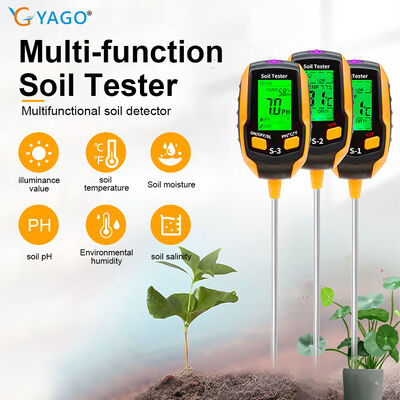 Testeur numérique du sol 6 en 1 Moniteur d'humidité/PH/lumière solaire/température avec rétroéclairage LCD pour la ferme de jardinage