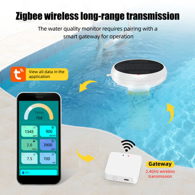 Chloromètre flottant étanche à l'eau Wifi 7 en 1 avec Smart Hub Salt/EC/TDS/ORP&Temp USB Le pH-mètre solaire pour piscines