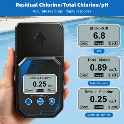 YIERYI Testeur photométrique portable et précis de la qualité de l'eau pour le pH, le chlore résiduel, le chlore total