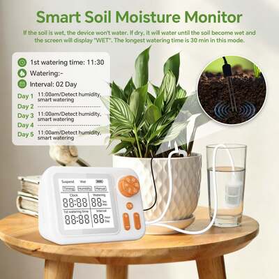 Détecteur d'humidité du sol intelligent d'intérieur, dispositif d'arrosage automatique, système d'irrigation goutte à goutte programmable pour plantes en pot, herbes aromatiques