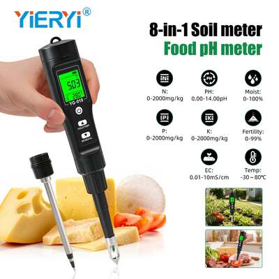 Testeur du pH du sol Azot Phosphore Potassium CE Fertilité Température de sol Humidité