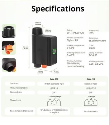 Wireless Zigbee Smart Water Flow Valve Phone App Control Automatic Water Timer For Garden Lawn Vegetable Patch