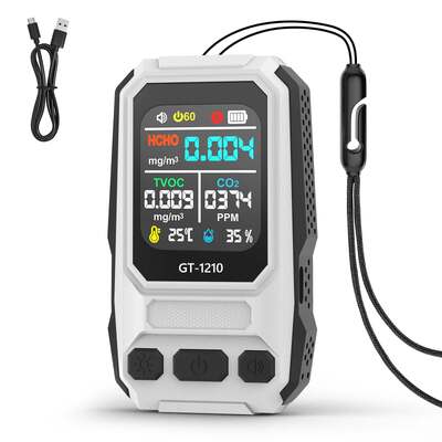 Détecteur de gaz de qualité de l'air 5 en 1 HCHO TVOC CO Temp
