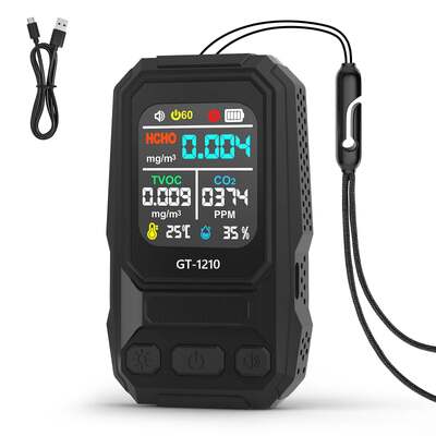 Détecteur de gaz de qualité de l'air 5 en 1 HCHO TVOC CO Temp
