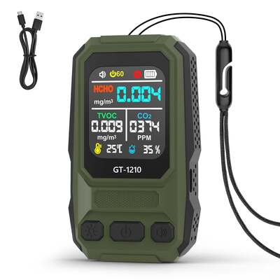 Détecteur de gaz de qualité de l'air 5 en 1 HCHO TVOC CO Temp