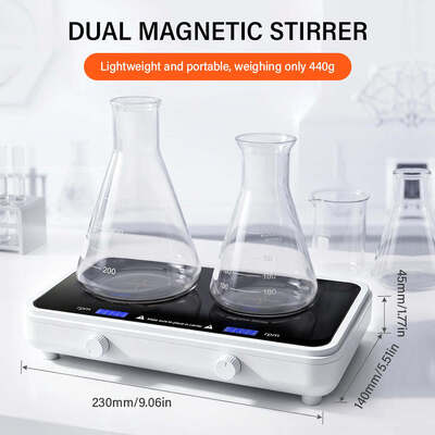 Agitateur magnétique à double position, mélangeur mini-laboratoire pour liquides et pigments, 500-1000 ml par station, vitesse réglable 600-4000 tr/min, équipement d'agitation de laboratoire à deux canaux