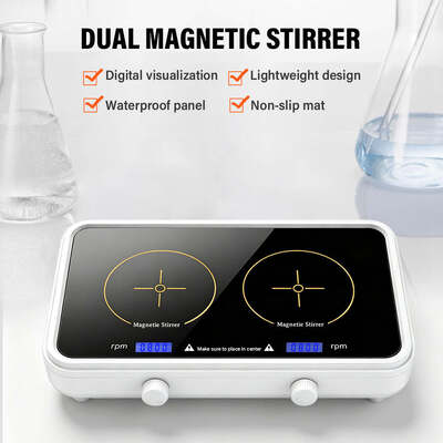 Agitateur magnétique à double position, mélangeur mini-laboratoire pour liquides et pigments, 500-1000 ml par station, vitesse réglable 600-4000 tr/min, équipement d'agitation de laboratoire à deux canaux