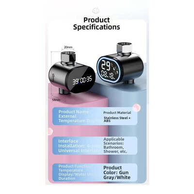 Production d'hydroélectricité, thermomètre à eau universel pour pommeau de douche, bain de bébé, bain d'enfants, écran d'affichage numérique LED visuel domestique