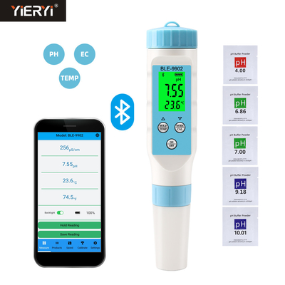 Yieryi BLE-9902 3 en 1 Bluetooth pH EC Mètre de test complet de l'eau pour les piscines
