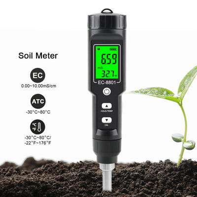 CE-8801 Télécompteur de sol Affichage numérique portable pour les plantations horticoles EC détecteur de sol salé pour les plantations domestiques de sol en pot