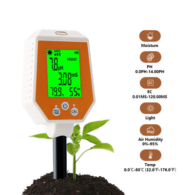 Testeur de sol 6 en 1 - Humidité/PH/CE/Lumière/Humidité de l'air/Tempmètre pour le jardinage et l'agriculture