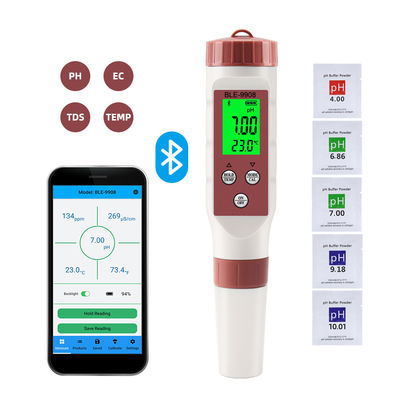 Testeur de qualité de l'eau intelligent 4 en 1 avec Bluetooth - pH/TDS/EC/Temp Meter pour la maison, l'hydroponie et le laboratoire