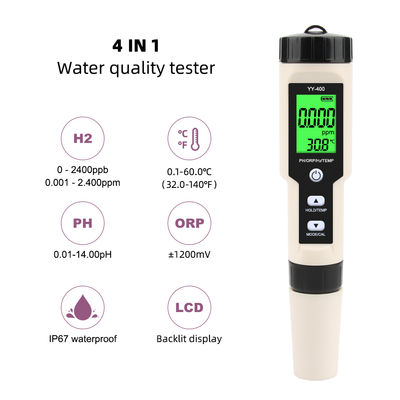 Testeur de qualité de l'eau hydrogénée 4 en 1 - Mesureur H₂/pH/ORP/Temp pour la santé, l'aquaculture et le laboratoire