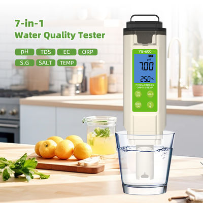 7 - en - 1 Testeur de qualité de l'eau - pH/TDS/EC/ORP/S.G/Salt/Temp Meter pour la maison, la piscine et le laboratoire