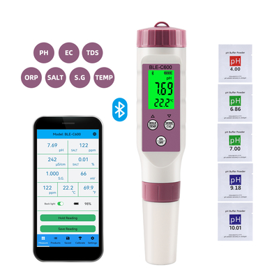 Testeur numérique de qualité de l'eau 6-en-1 pH/CE/TDS/ORP/Sel/Température pour eau potable