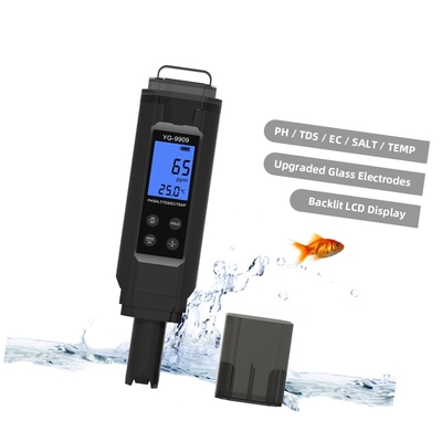 Testeur numérique de pH de la température de salinité TDS EC avec rétroéclairage pour la surveillance de la qualité de l'eau