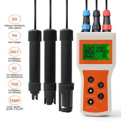 Analyseur de qualité de l'eau portable intelligent 6-en-1 : oxygène dissous/pH/TDS/CE/SEL/TEMP