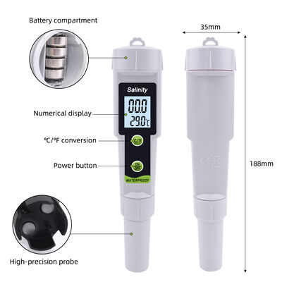 Réfractomètre numérique de haute précision avec écran LED et plage de mesure de 0 à 199,9 ppt pour l'eau potable, l'eau de mer et les piscines