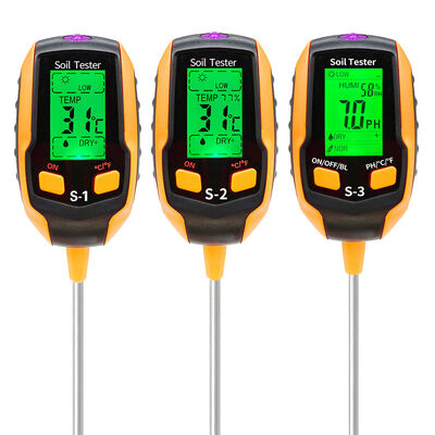 Testeur numérique du sol 6 en 1 Moniteur d'humidité/PH/lumière solaire/température avec rétroéclairage LCD pour la ferme de jardinage