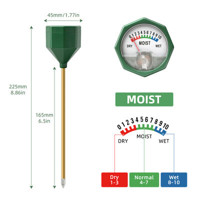 YIERYI, mesureur d'humidité analogique sans batterie avec sonde métallique de précision 0-10 échelle d'hygromètre pour l'élevage de plantes en pot de jardin