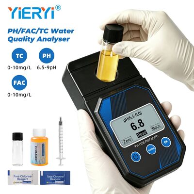 YIERYI Testeur photométrique portable et précis de la qualité de l'eau pour le pH, le chlore résiduel, le chlore total