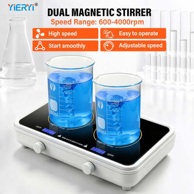 Agitateur magnétique à double position, mélangeur mini-laboratoire pour liquides et pigments, 500-1000 ml par station, vitesse réglable 600-4000 tr/min, équipement d'agitation de laboratoire à deux canaux