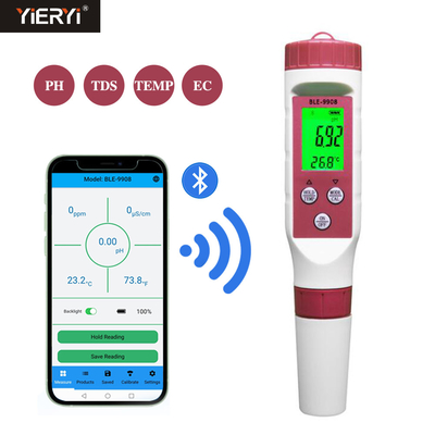 4 dans 1 détecteur de qualité de l'eau du contrôle TDS d'APPLI de compteur pH de l'EC Pen Type Bluetooth